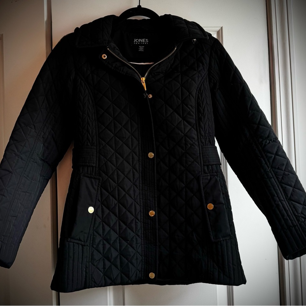 Jones New York Black Quilted Puffer Jacket